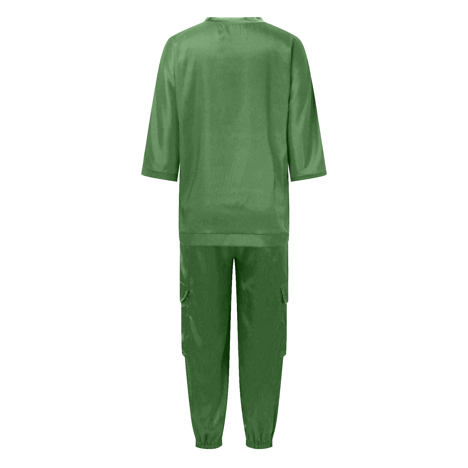thumbnail image 5 of Conjunto de pijama de mujer con top de manga media y pantalones de satén suave - Poliéster spandex, estampado, para todas las estaciones - S-XXXXXL, 5 of 5